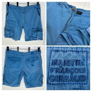 Marithe Francois Girbaud BLUE Safari Cargo Short Size 40 Vtg 90s Y2K‎ 38x10.5